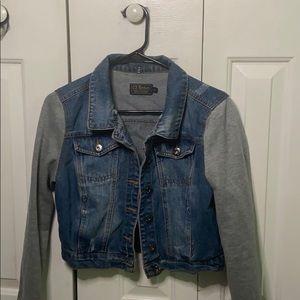 Blue Jean Jacket with Grey Sleeves